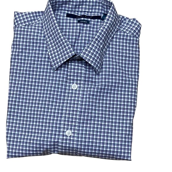 Perry‎ Ellis Mens Non-Iron Long Sleeve Checkered Dress Shirt Size L - Picture 5 of 8